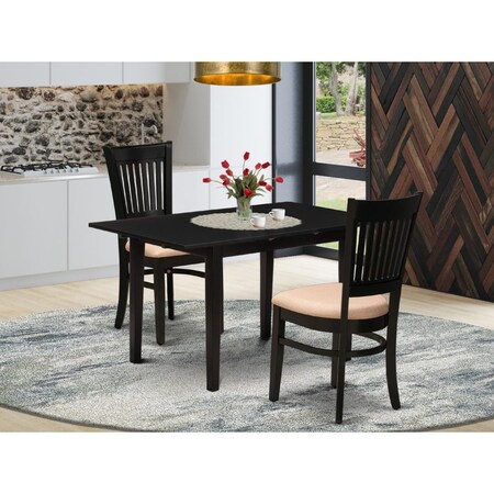 East West Furniture 3 Piece Norden Modern Dining Table Set - Black NFVA3-BLK-C